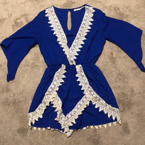 Blue & Lace Romper size small - Picture 1 of 4
